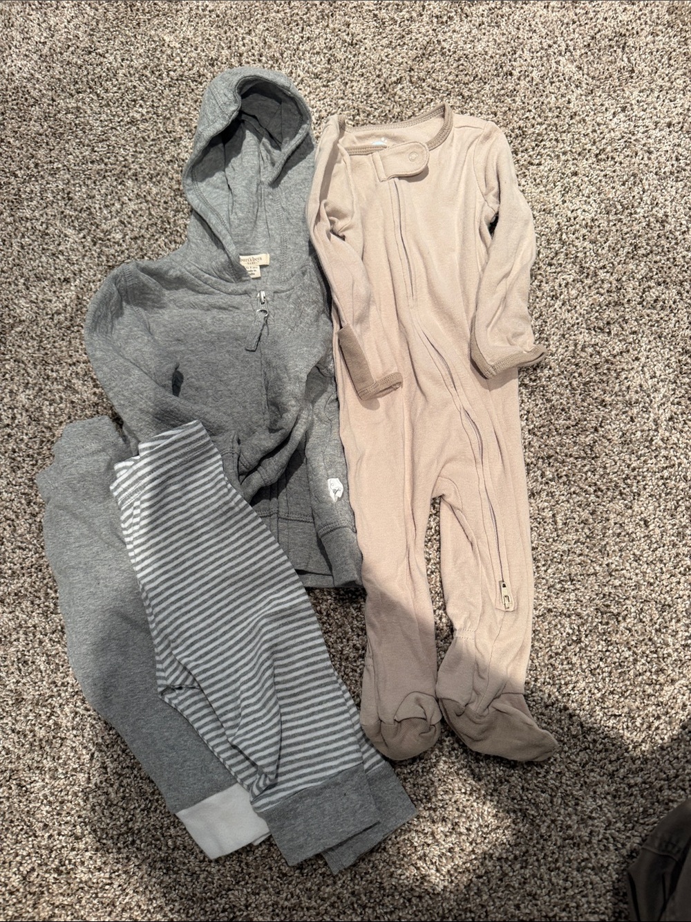 Burt’s Bees Baby Gray Hoodie Set and Neutral Baby Footed Sleeper